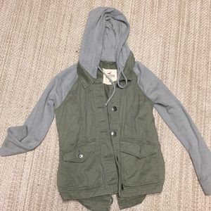 Hollister jacket, cargo/sweatshirt material